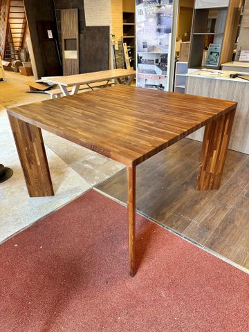 FLIP DESIGN Table haute bois massif acacia lamellé bois vernis 4 ...