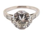 Bague platine sertie diamant taille moderne env.4 cts (Couleur ap...