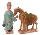 CHINE Époque MING (1368-1644)
Cheval et son guide en terre cuite ...